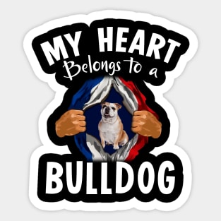 My Heart Belongs To A English Bulldog Sticker